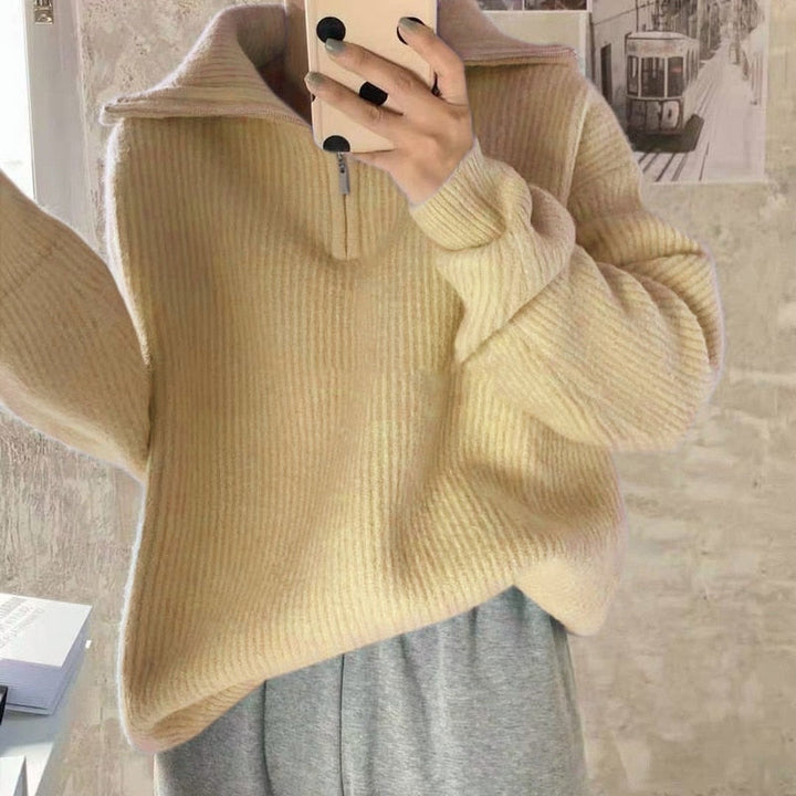 Relaxed Cotton Long-Sleeve Sweater