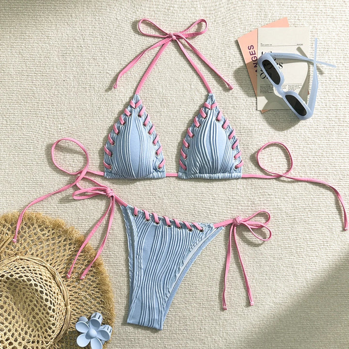 Boho Tie Lace-Up Two-Piece Swimsuit