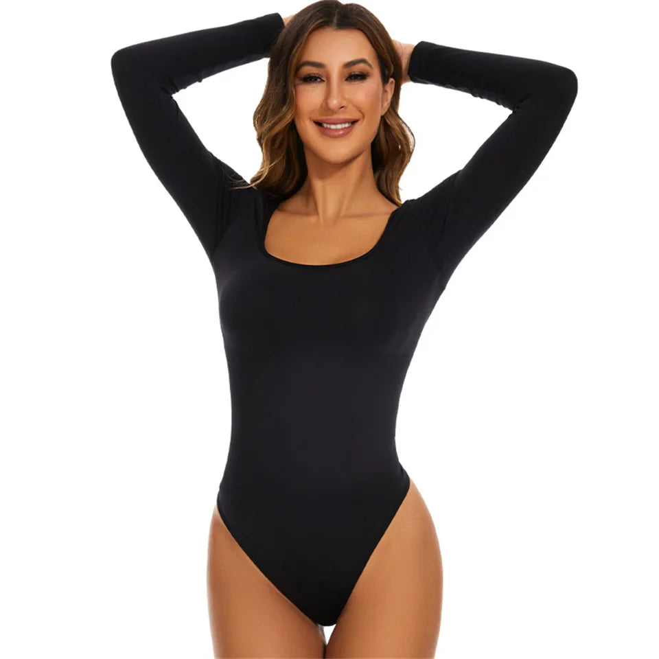 Seamless Long-Sleeve Plus-Size Shaping Bodysuit