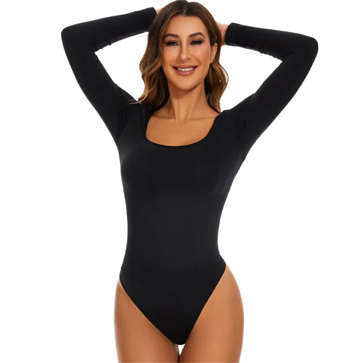Seamless Long-Sleeve Plus-Size Shaping Bodysuit