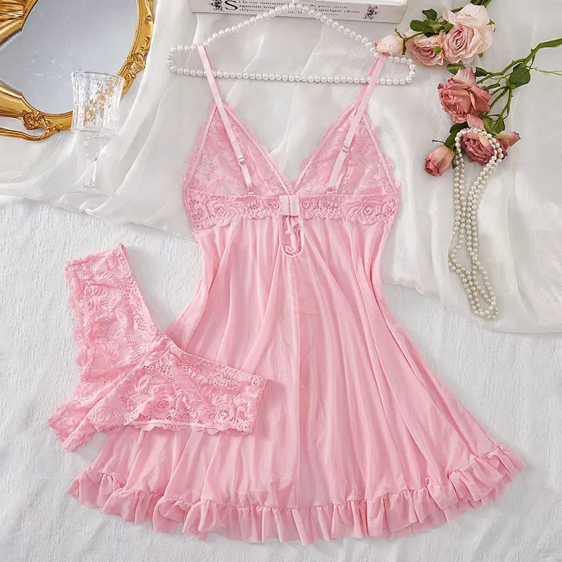 Lace Nightgown and Panties Lingerie Set