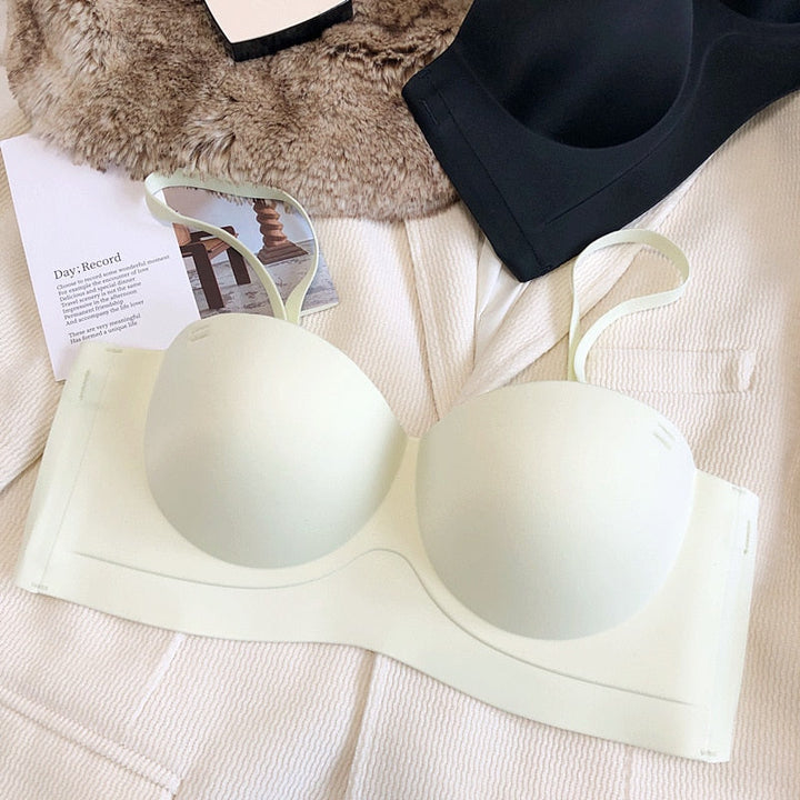 Seamless Push-Up Bardot Bra Adjustable Straps
