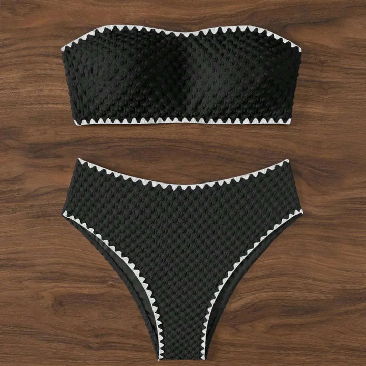 Strapless Textured Figure-Flattering Bikini Set
