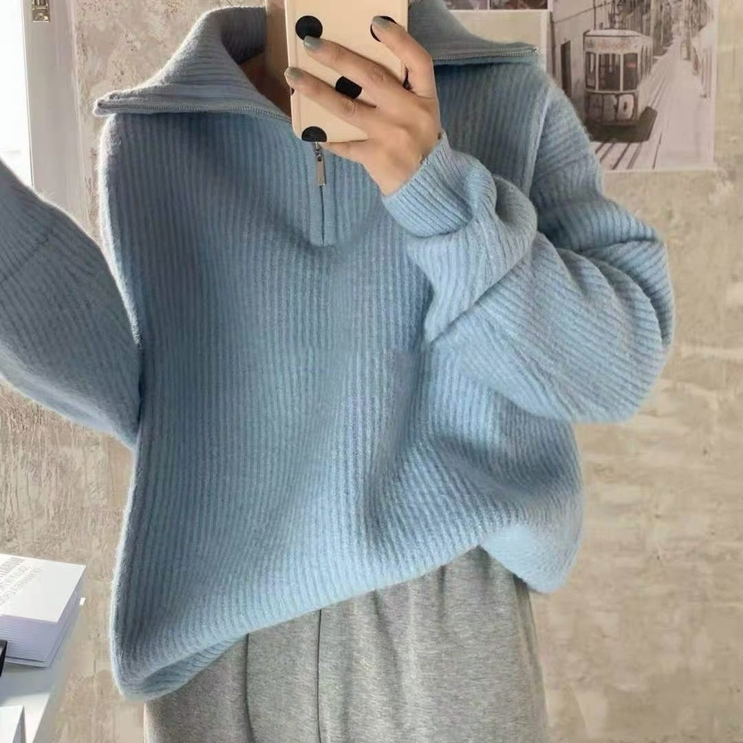 Relaxed Cotton Long-Sleeve Sweater