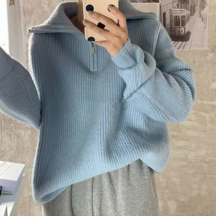 Relaxed Cotton Long-Sleeve Sweater