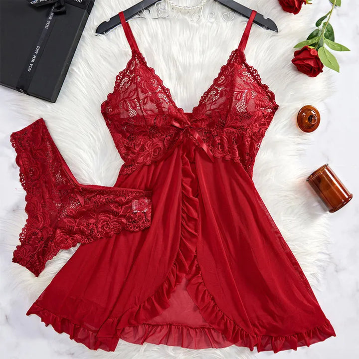 Lace Nightgown and Panties Lingerie Set