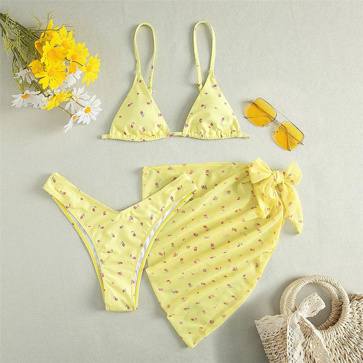 3-Piece Floral Classic Cut Bikini Set