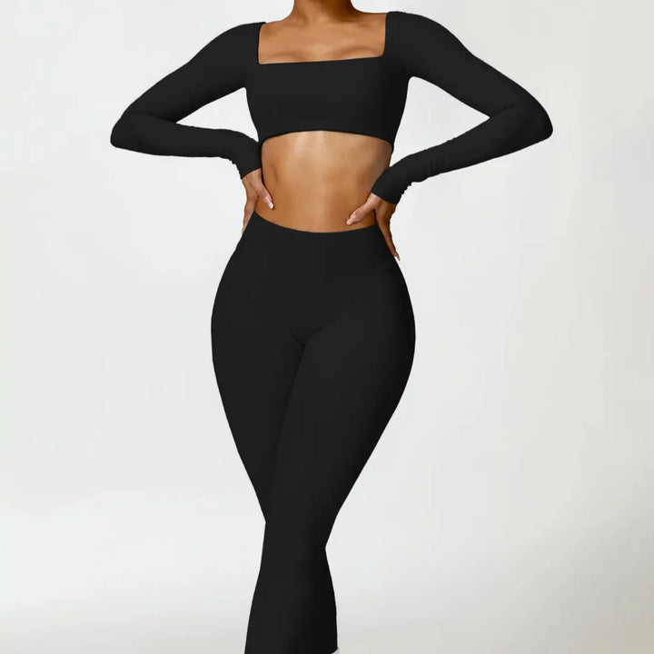 Long-Sleeve Top and High-Waist Leggings Sport Set