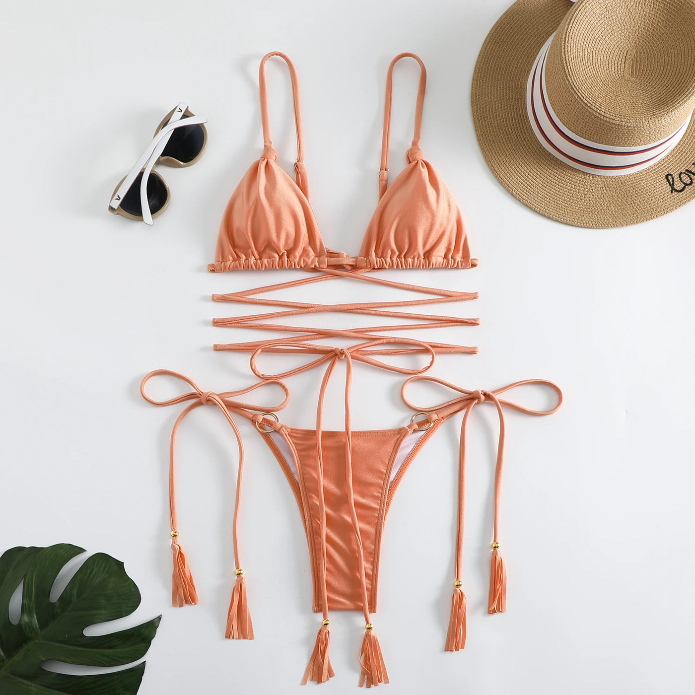 Bikini with decorative ties