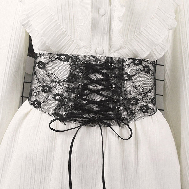 Lace Tie-Front Corset Generous Adjustment