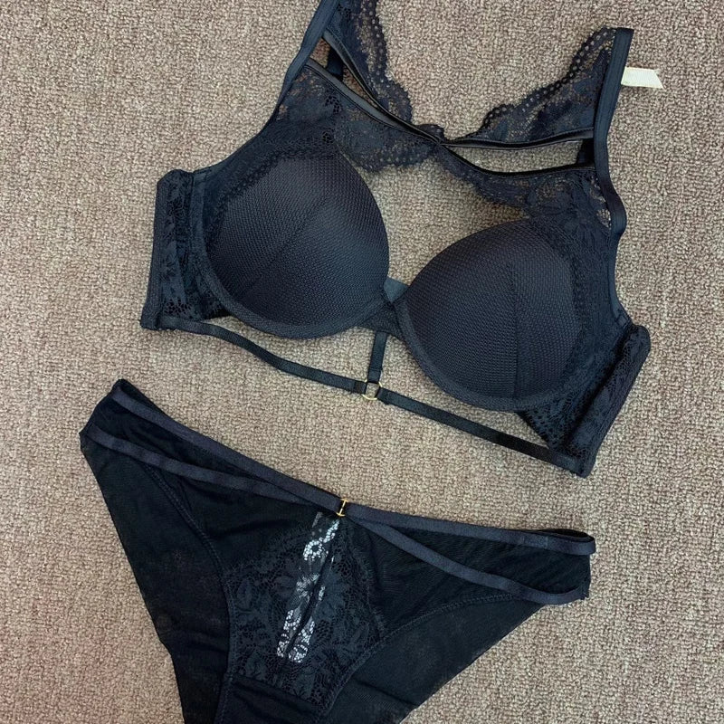 Lace Appliqué Geometric Brief Adjustable Set