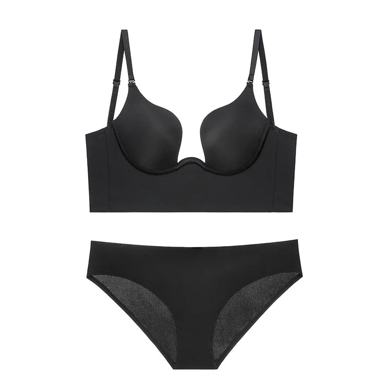 Underwire Plunge Bustier and Brief Lingerie Set