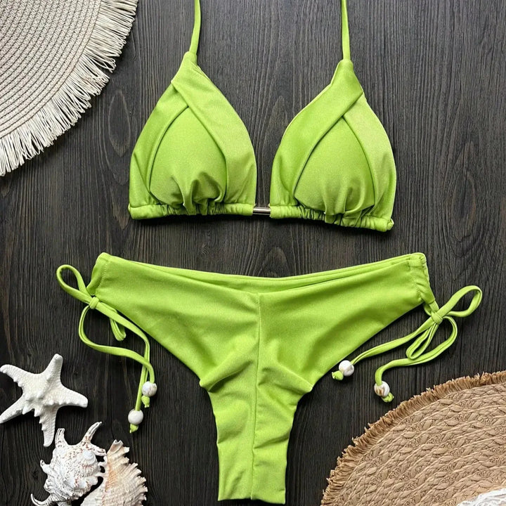 Ruched Tie-Strap Two-Piece Bikini