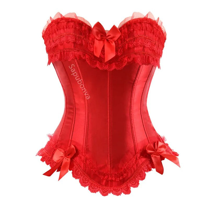 Satin Lace-Trim Adjustable Plus-Size Corset