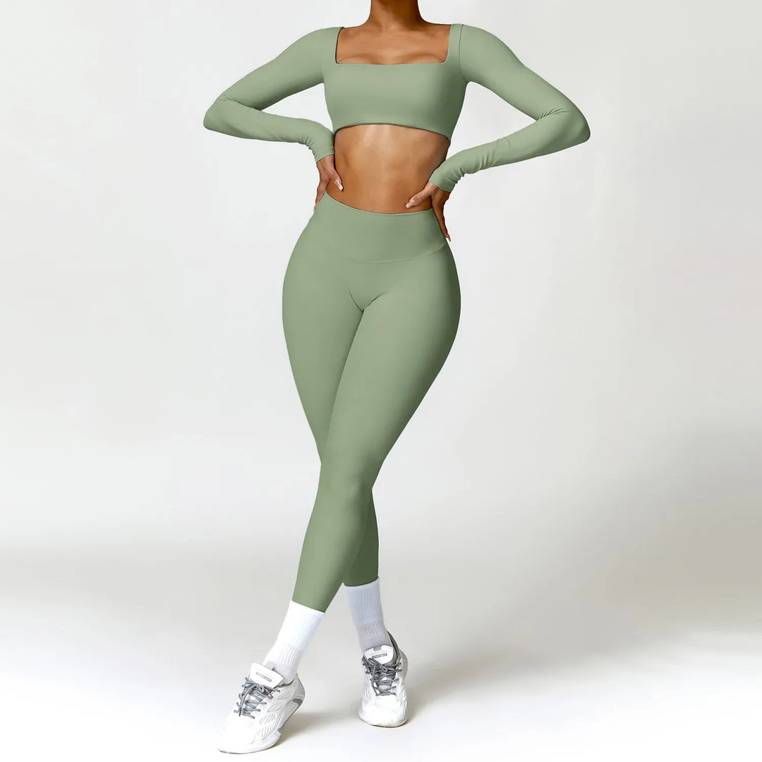 Long-Sleeve Top and High-Waist Leggings Sport Set