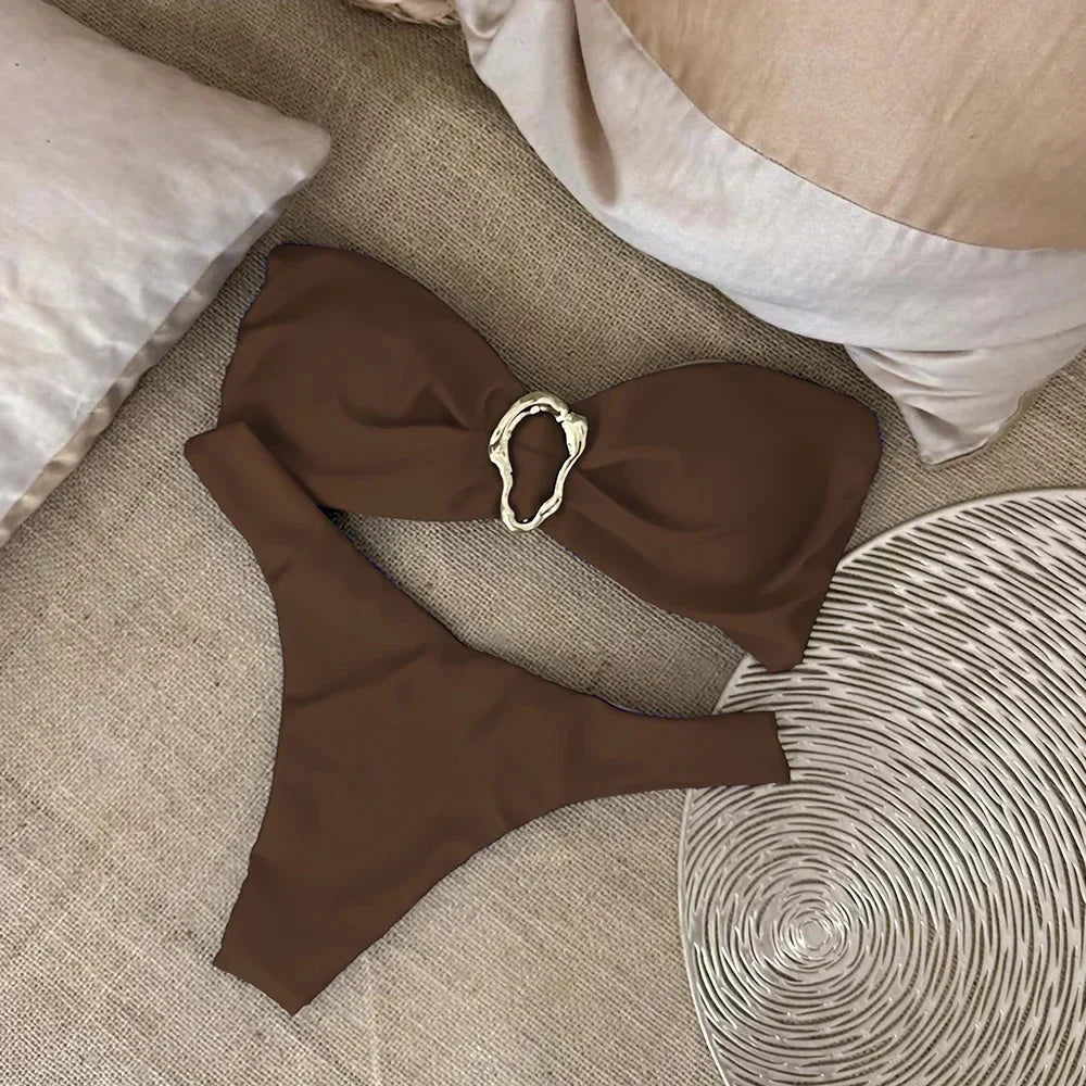 Strapless Push-Up Two-Piece Swimsuit