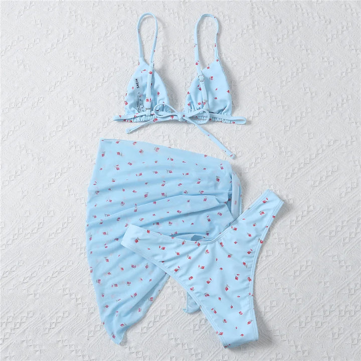 3-Piece Floral Classic Cut Bikini Set