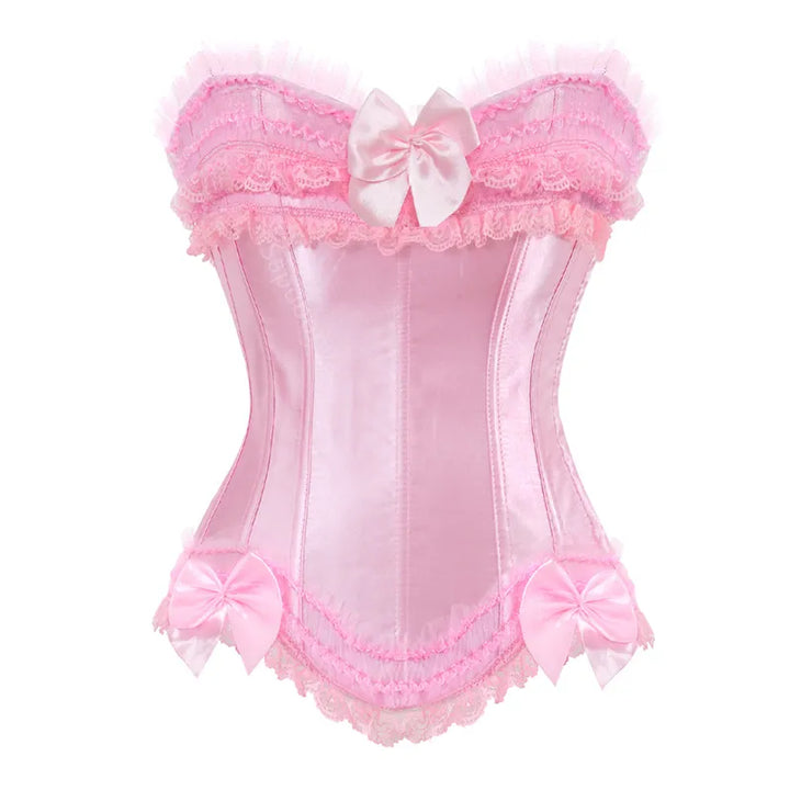 Satin Lace-Trim Adjustable Plus-Size Corset