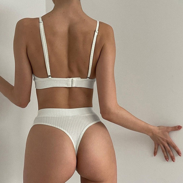 Soft High-Waist Sports Lingerie Bralette Set