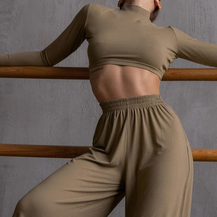 Homewear Set Top and Long Pants Smooth Fabric