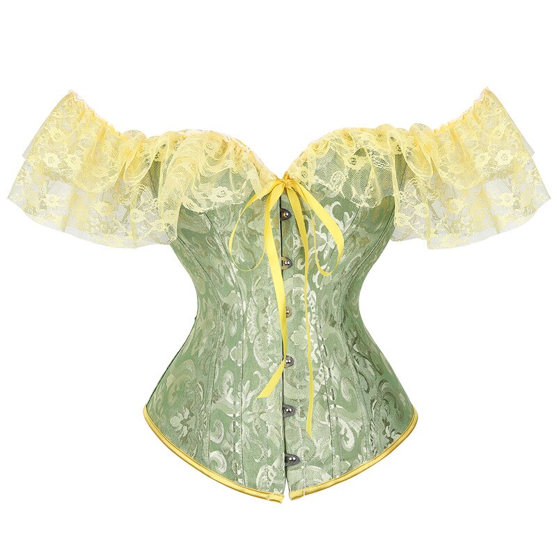 Off-Shoulder Lace-Trim Corset with Sleeves
