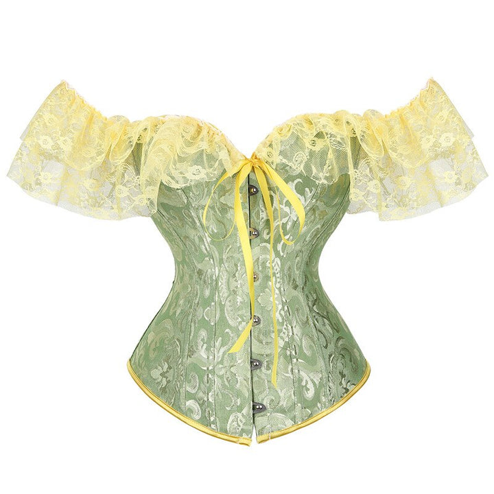 Off-Shoulder Lace-Trim Corset with Sleeves