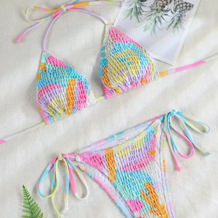 High-Cut Two-Piece Swimsuit Lined Cups Adjustable