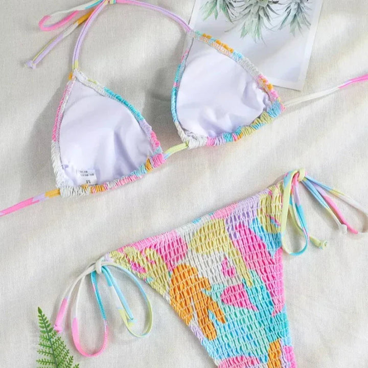 High-Cut Two-Piece Swimsuit Lined Cups Adjustable