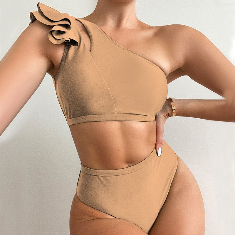 Two-piece swimsuit with a frill