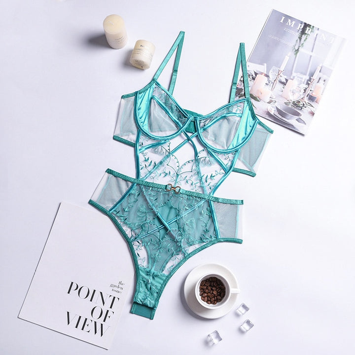 Blue lace bodysuit