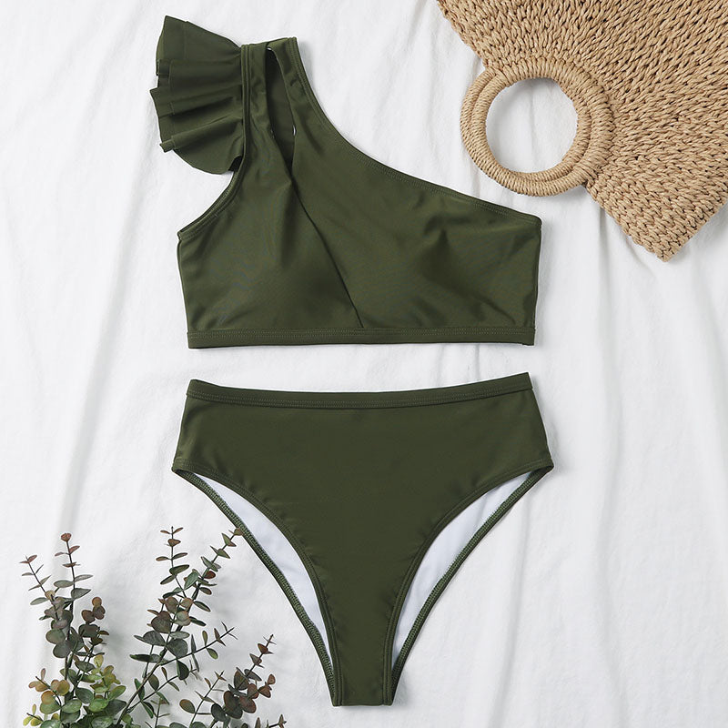 Two-piece swimsuit with a frill