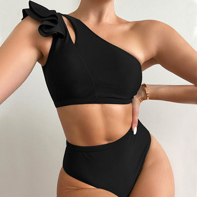 Two-piece swimsuit with a frill