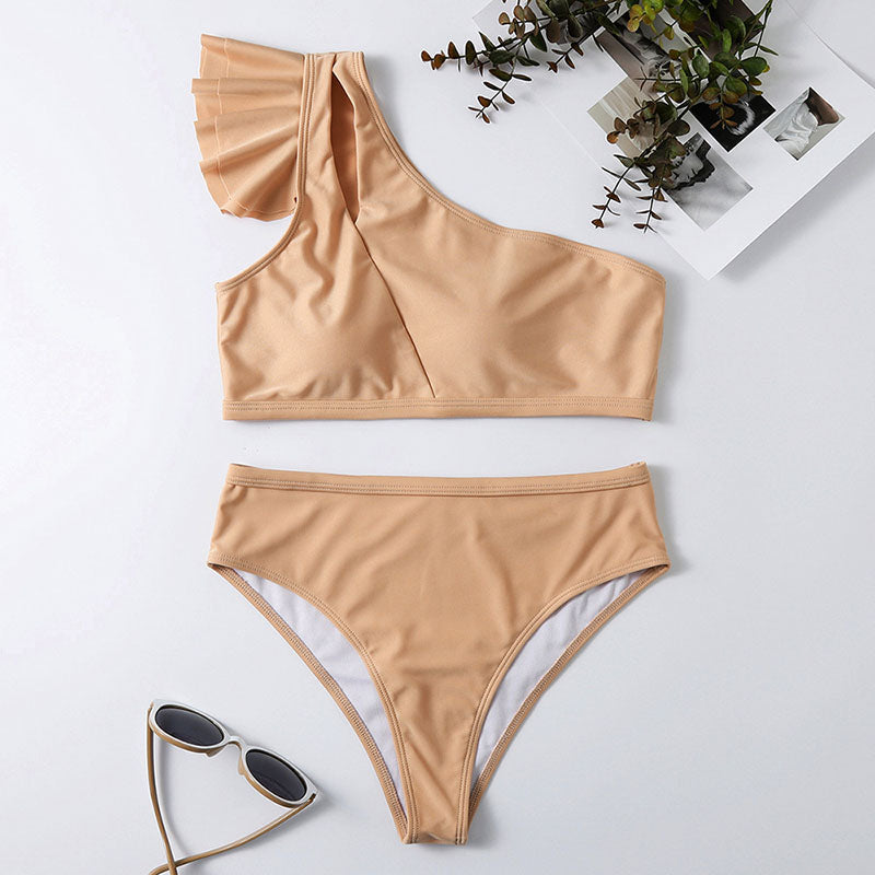 Two-piece swimsuit with a frill