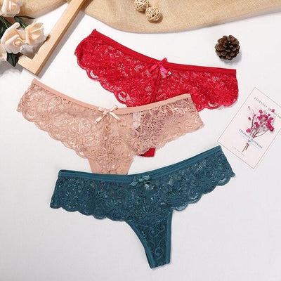 Lacy thong 3 pieces set