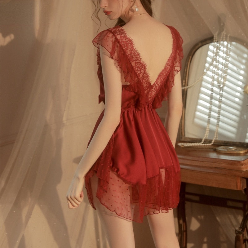 Lace mesh nightgown