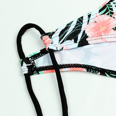 Two-piece swimsuit with a floral pattern